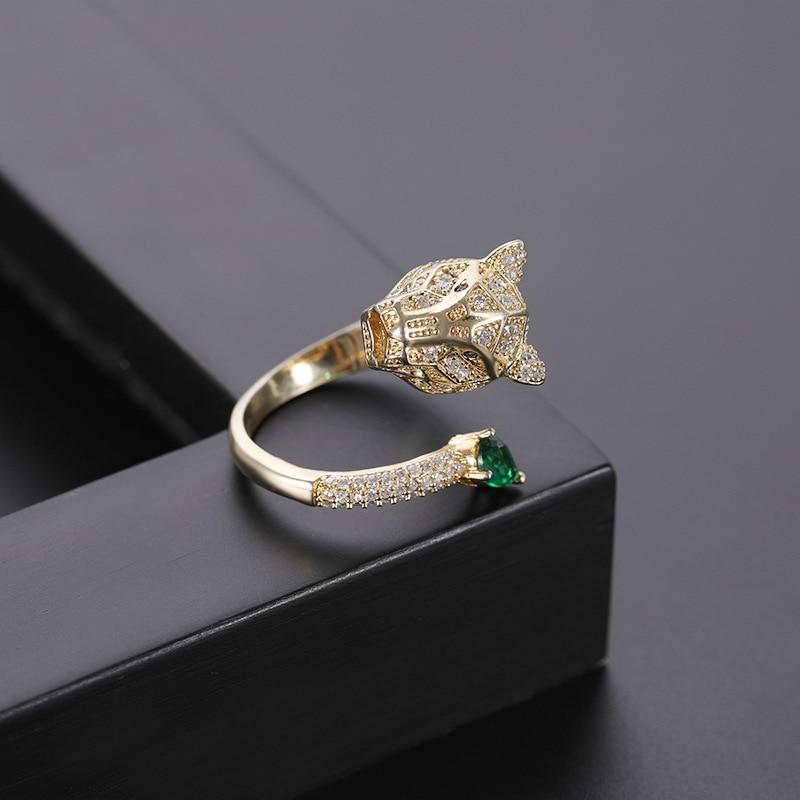 Anillo ajustable de leopardo con acabado de circonitas - Hipnotelia