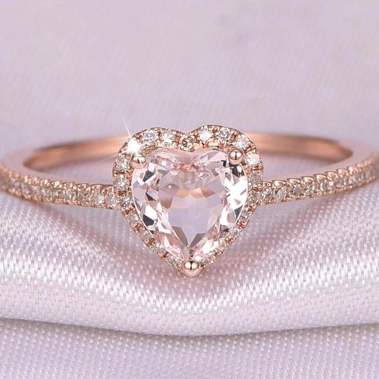 Anillo de corazón de cristal con circonitas - Hipnotelia