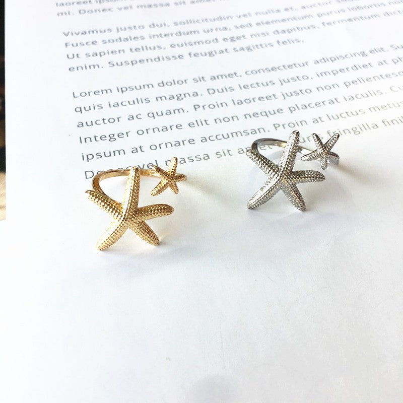 Anillo de estrella de mar ajustable en plateado y dorado - Hipnotelia