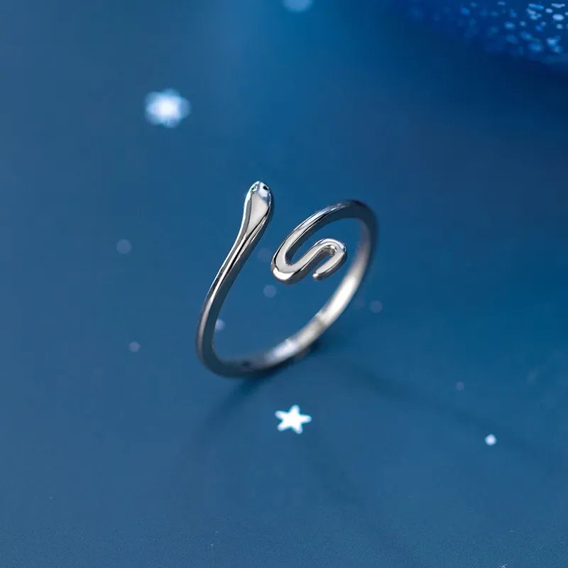 Anillo de serpiente ajustable plateado - Hipnotelia