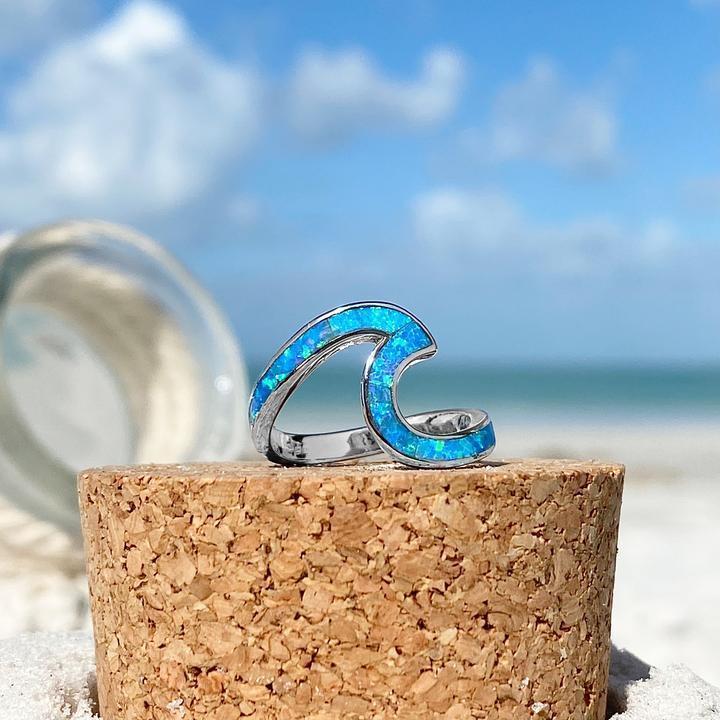 Anillo plateado de olas del océano de ópalo - Hipnotelia