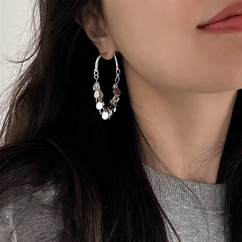 Aretes de lentejuelas plateadas - Hipnotelia