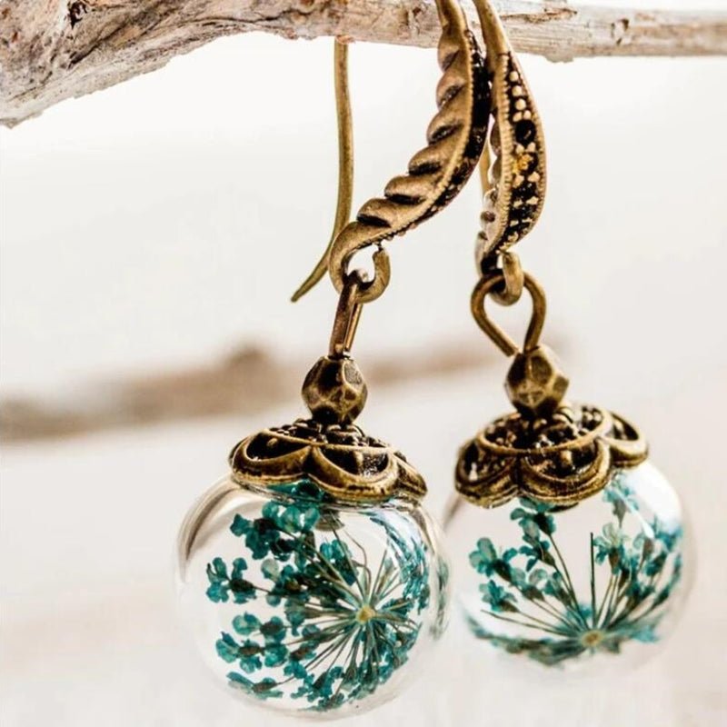 Pendientes de cristal con flor vintage - Hipnotelia