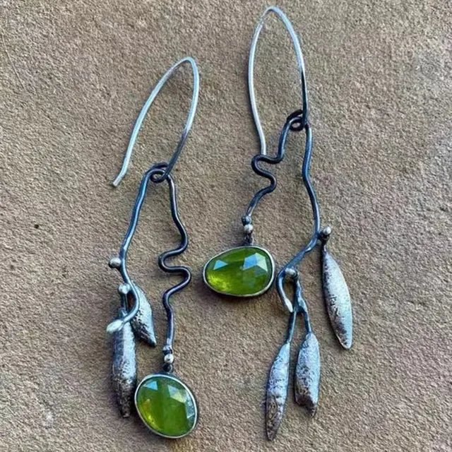 Pendientes de cristal verde vintage - Hipnotelia