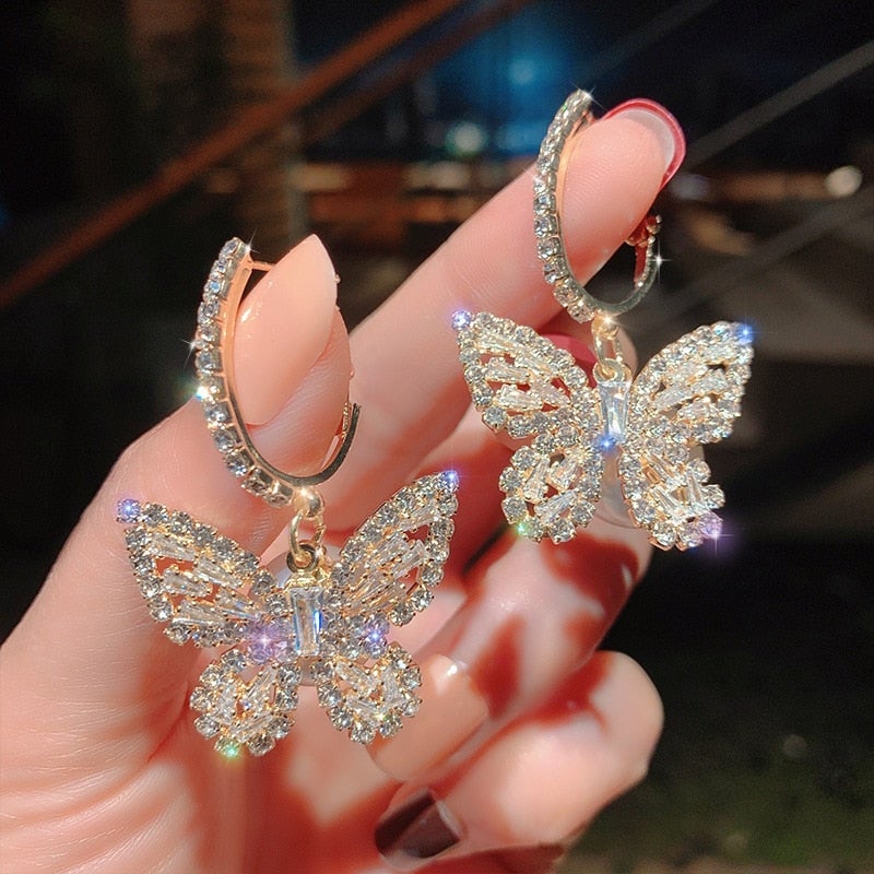 Pendientes de mariposa con circonita cúbica brillante - Hipnotelia