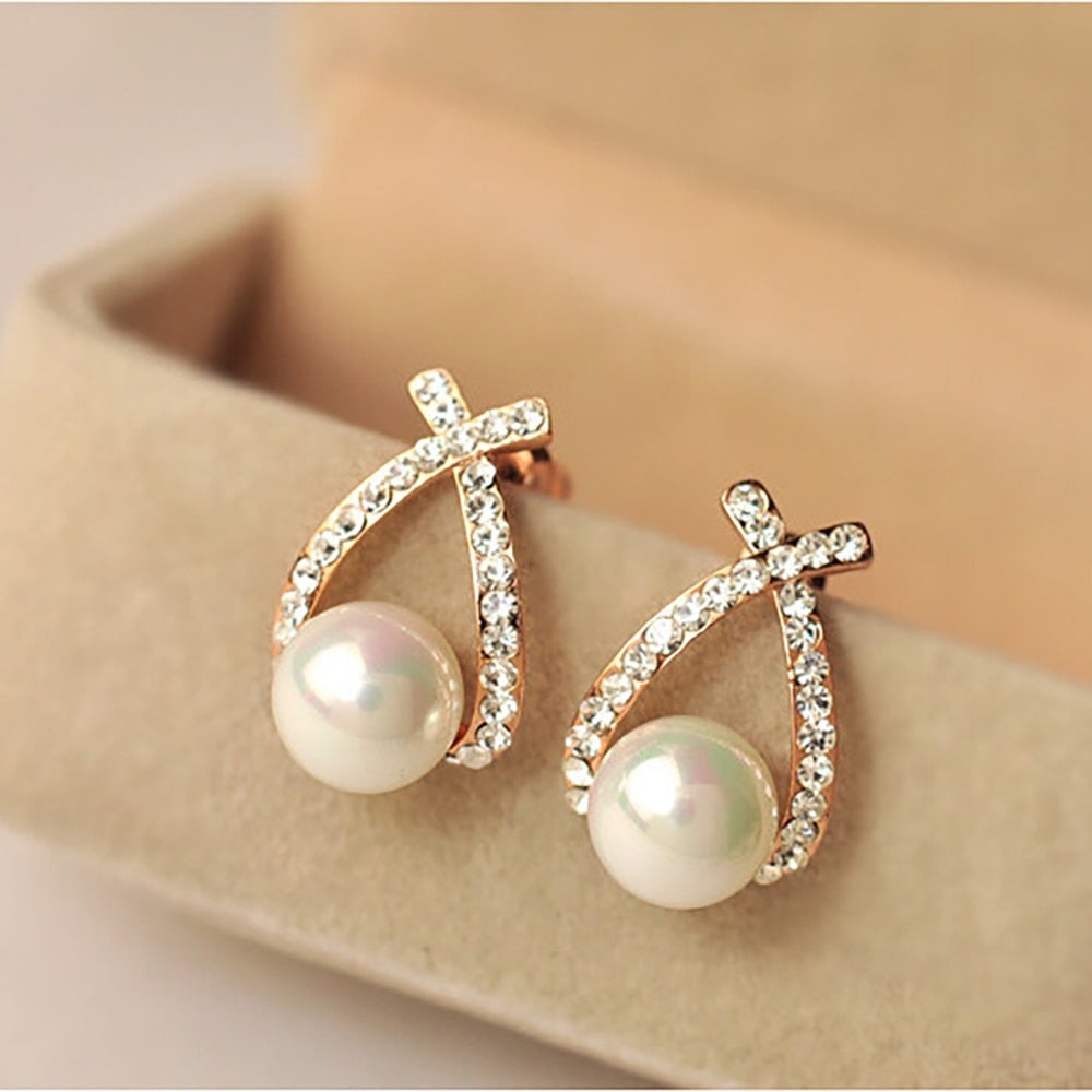 Pendientes de perlas con brillos - Hipnotelia