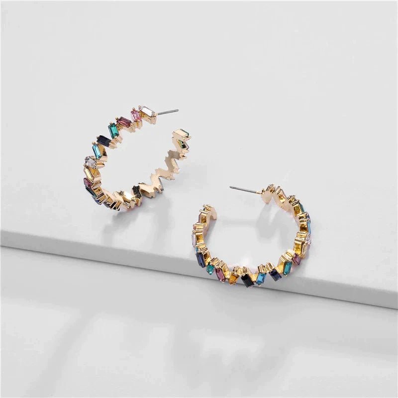 Pendientes dorados con piedras de colores - Hipnotelia