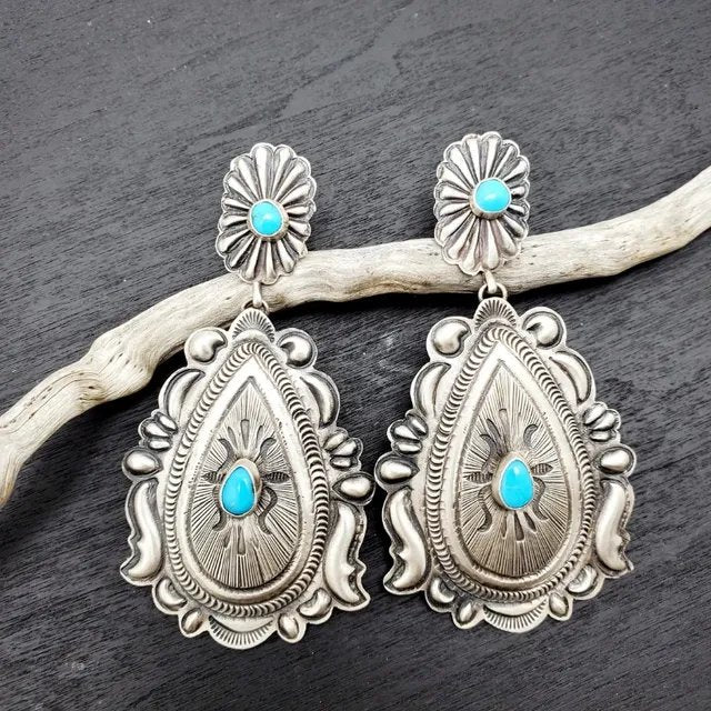 Pendientes elegantes vintage turquesa - Hipnotelia