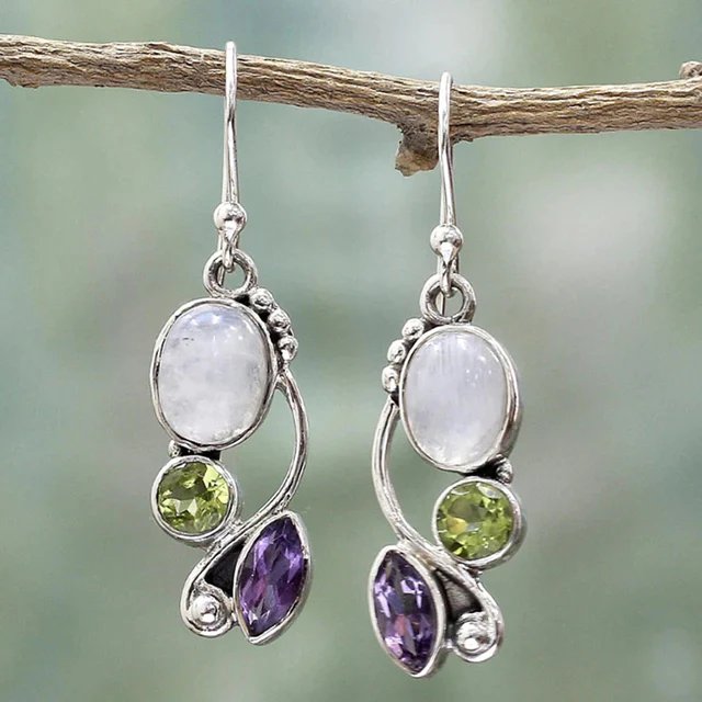 Pendientes plateados vintage de cristal - Hipnotelia