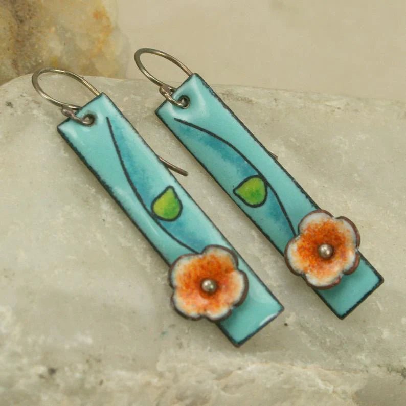 Pendientes rectangulares de flor - Hipnotelia