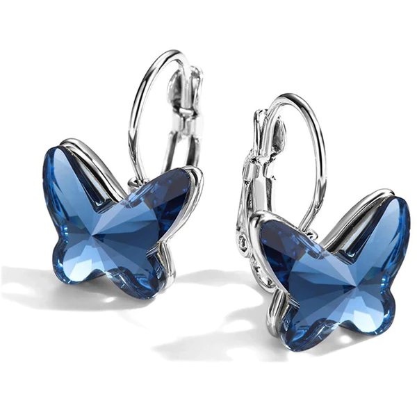 Pendientes vintage de mariposa con cristal azul - Hipnotelia