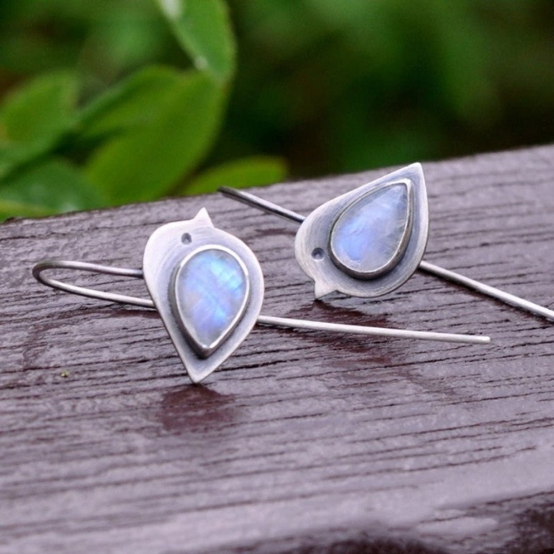 Pendientes vintage de pájaros con piedra natural - Hipnotelia