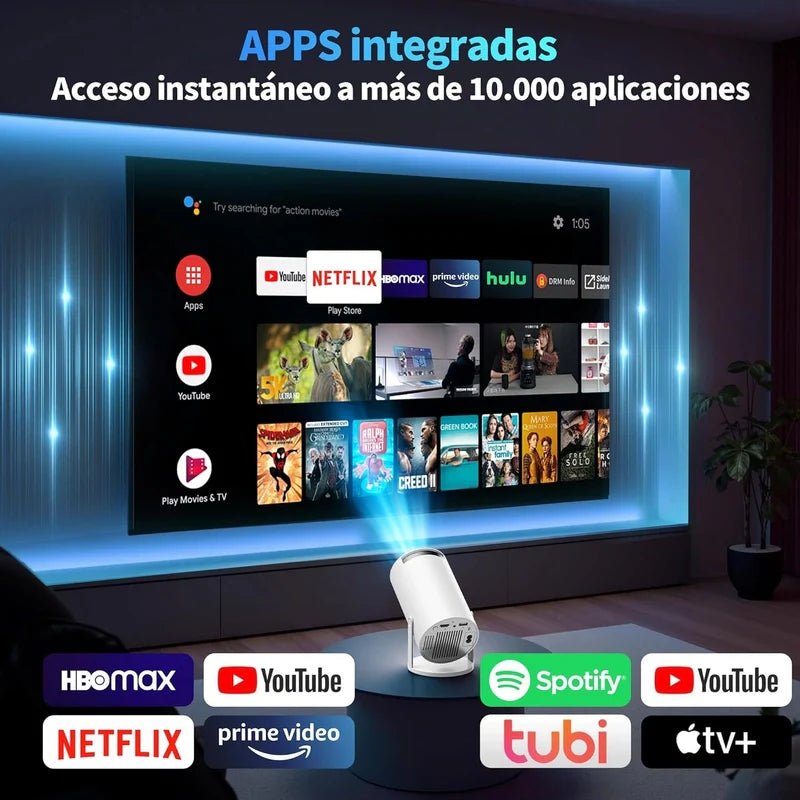 Proyector Portátil 4K - Cine en Casa 180° 🎬 - Hipnotelia