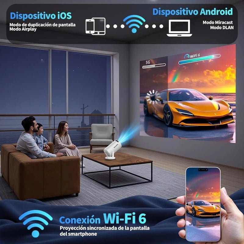 Proyector Portátil 4K - Cine en Casa 180° 🎬 - Hipnotelia