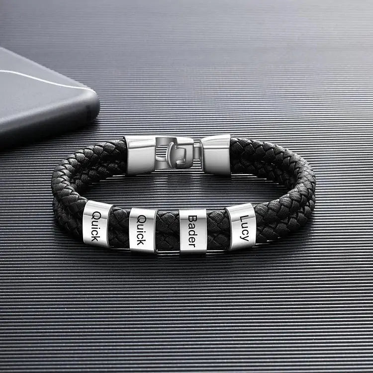 Pulsera de cuero con nombres grabados - Hipnotelia