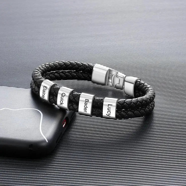 Pulsera de cuero con nombres grabados - Hipnotelia