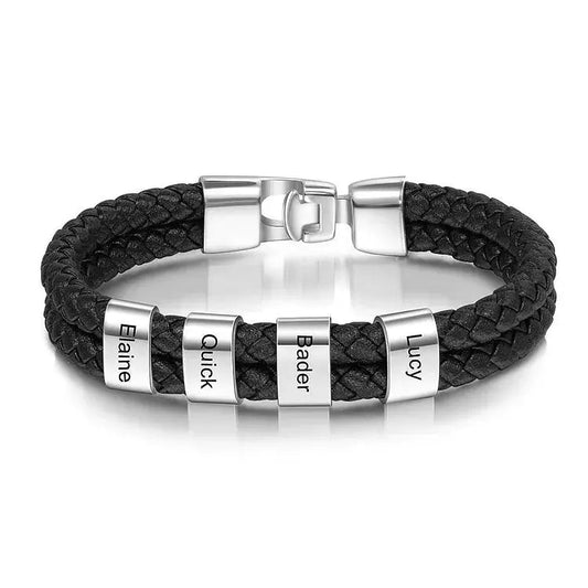 Pulsera de cuero con nombres grabados - Hipnotelia