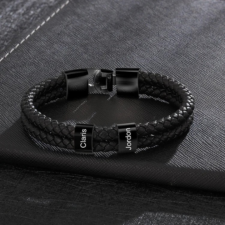 Pulsera de cuero con nombres grabados - Hipnotelia