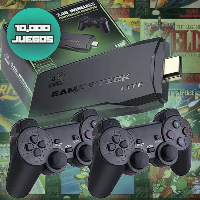 StickGame® Consola 4K + 10.000 Juegos de 9 Consolas + 2 Mandos - Hipnotelia