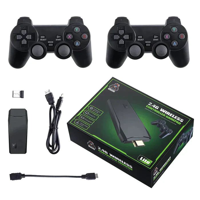 StickGame® Consola 4K + 10.000 Juegos de 9 Consolas + 2 Mandos - Hipnotelia