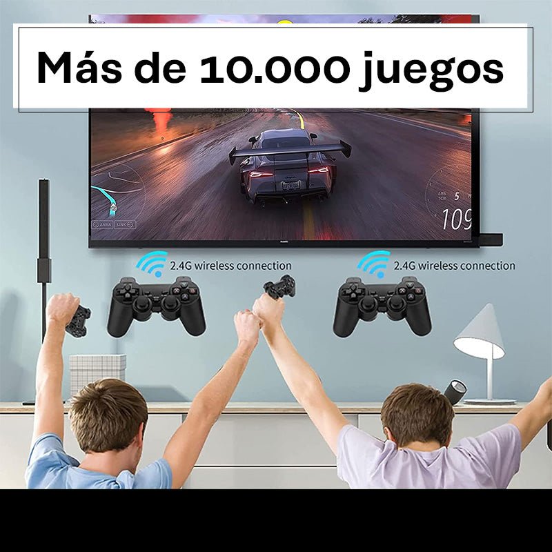 StickGame® Consola 4K + 10.000 Juegos de 9 Consolas + 2 Mandos - Hipnotelia