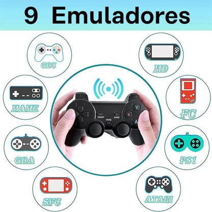 StickGame® Consola 4K + 10.000 Juegos de 9 Consolas + 2 Mandos - Hipnotelia