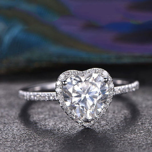 Anillo de corazón de cristal con circonitas - Hipnotelia