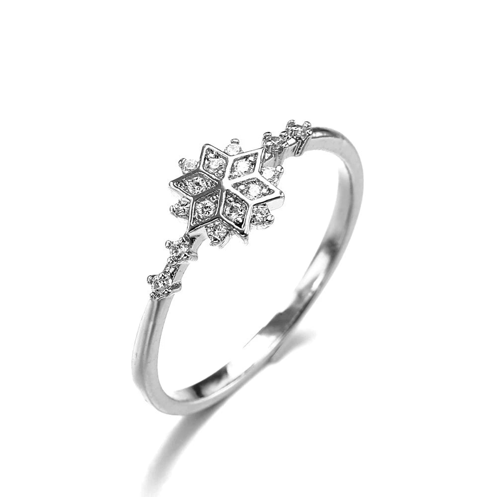 Anillo plateado de copo de nieve - Hipnotelia