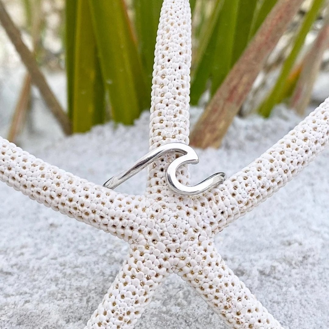 Anillo plateado de olas de mar - Hipnotelia