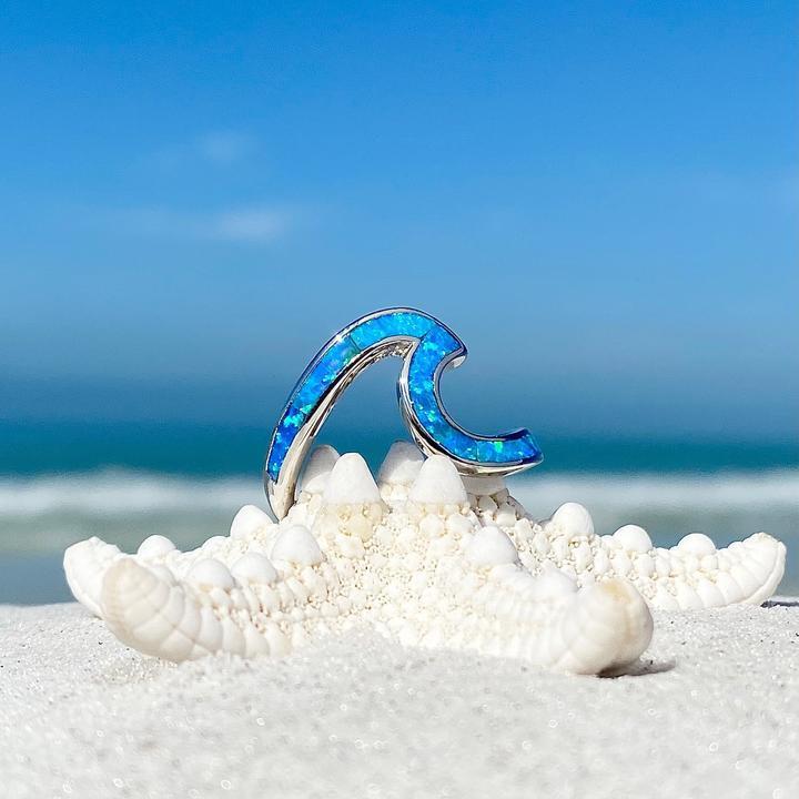 Anillo plateado de olas del océano de ópalo - Hipnotelia