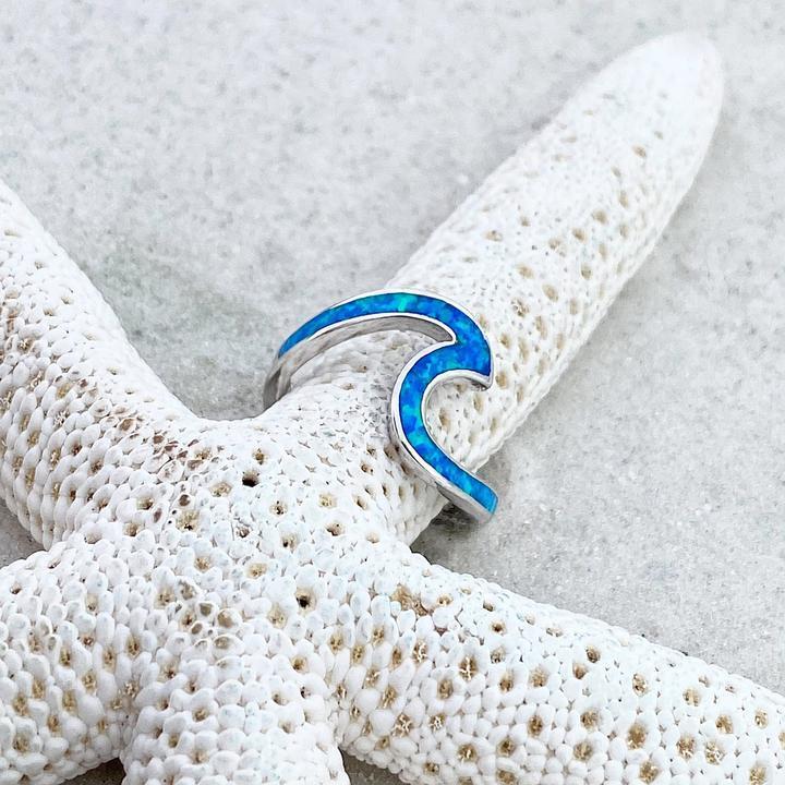 Anillo plateado de olas del océano de ópalo - Hipnotelia