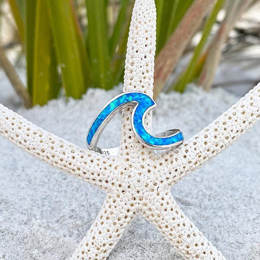 Anillo plateado de olas del océano de ópalo - Hipnotelia