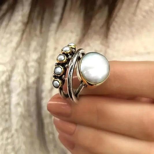 Anillo plateado de piedra de luna - Hipnotelia