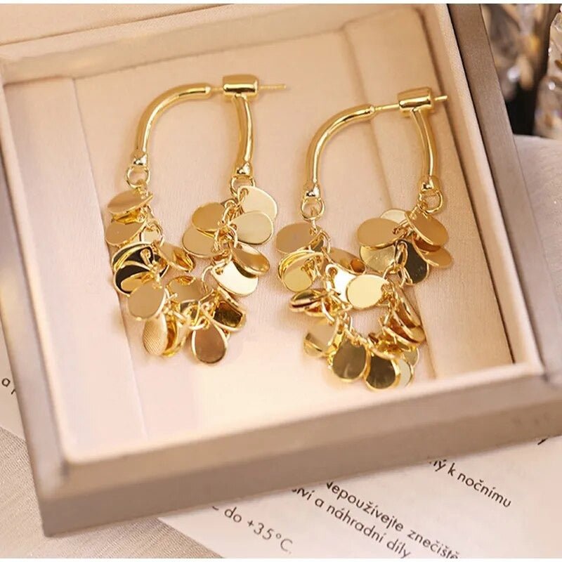 Aretes de lentejuelas doradas - Hipnotelia