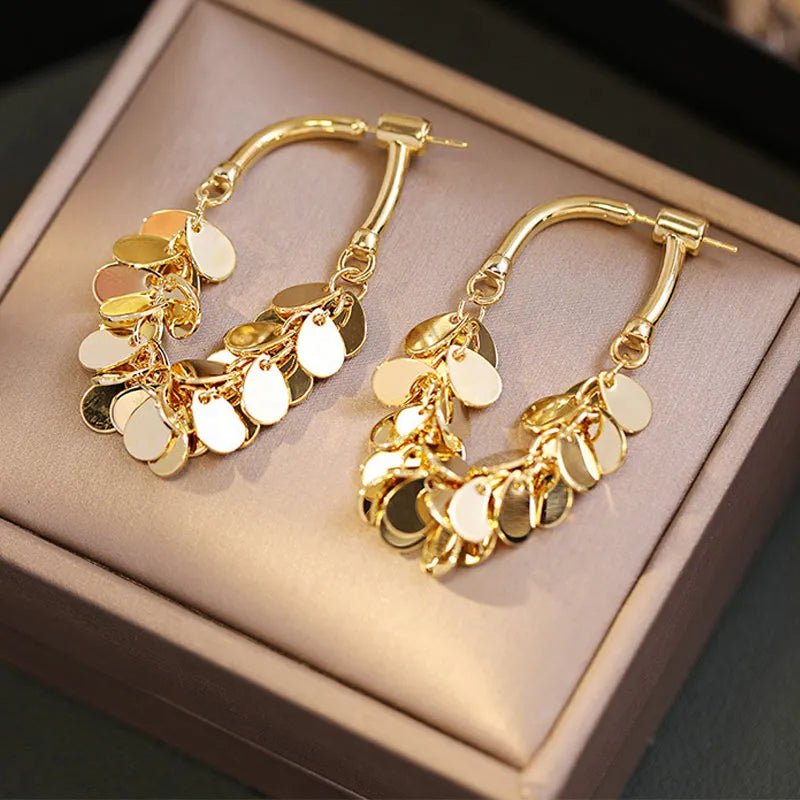 Aretes de lentejuelas doradas - Hipnotelia