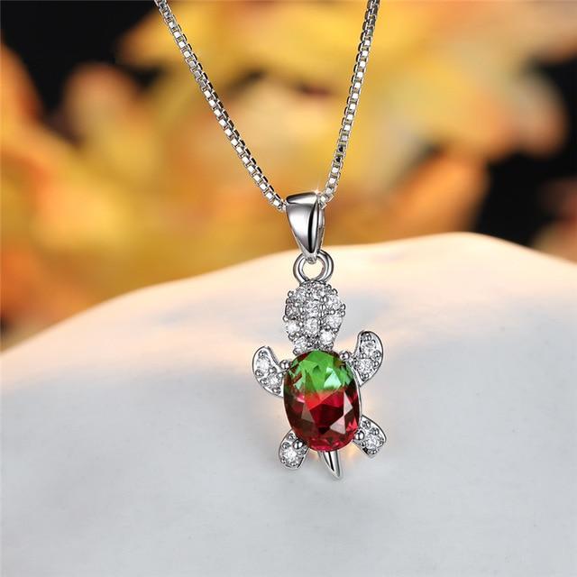 Colgante de tortuga de circonitas ovaladas multicolor - Hipnotelia