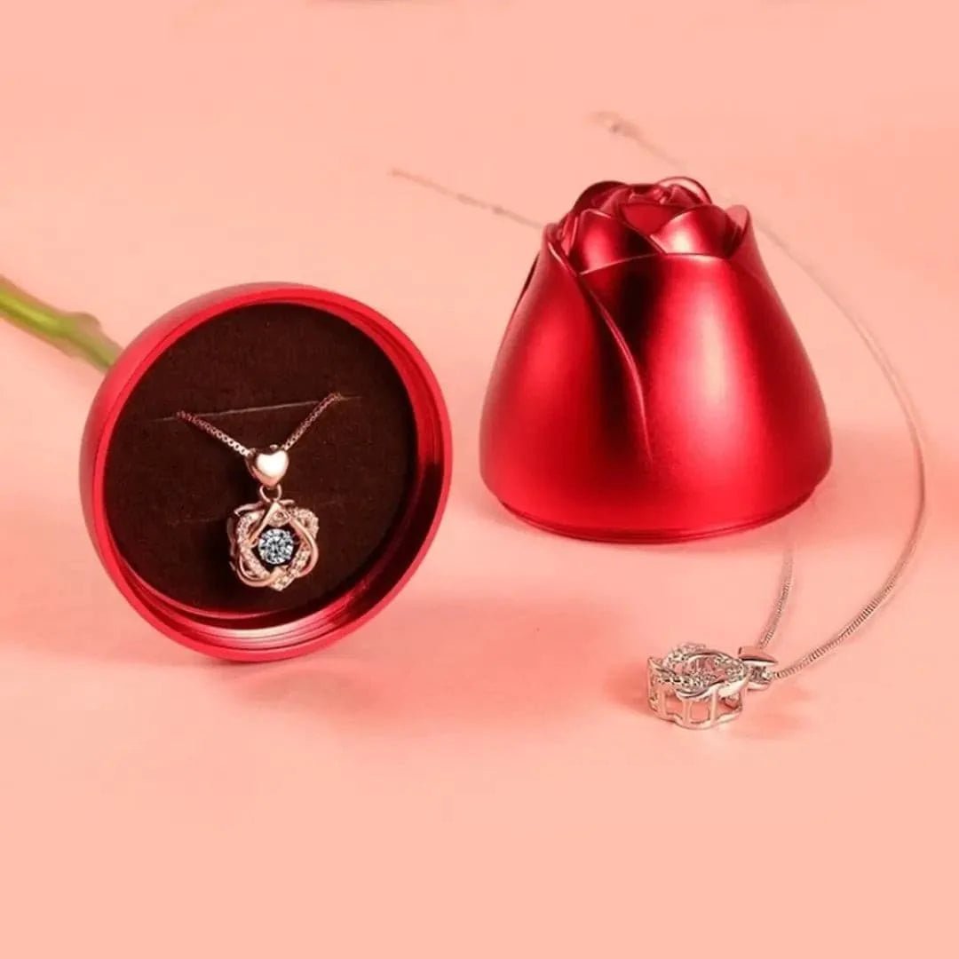Colgante de doble corazón + Estuche con forma de Rosa de regalo - Moroveta