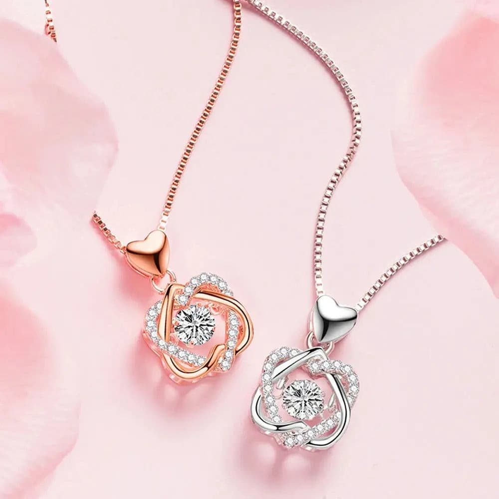Colgante de doble corazón + Estuche con forma de Rosa de regalo - Moroveta
