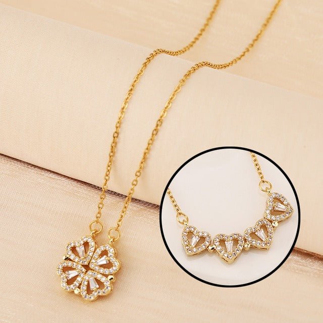 Collar con Trébol de cuatro corazones