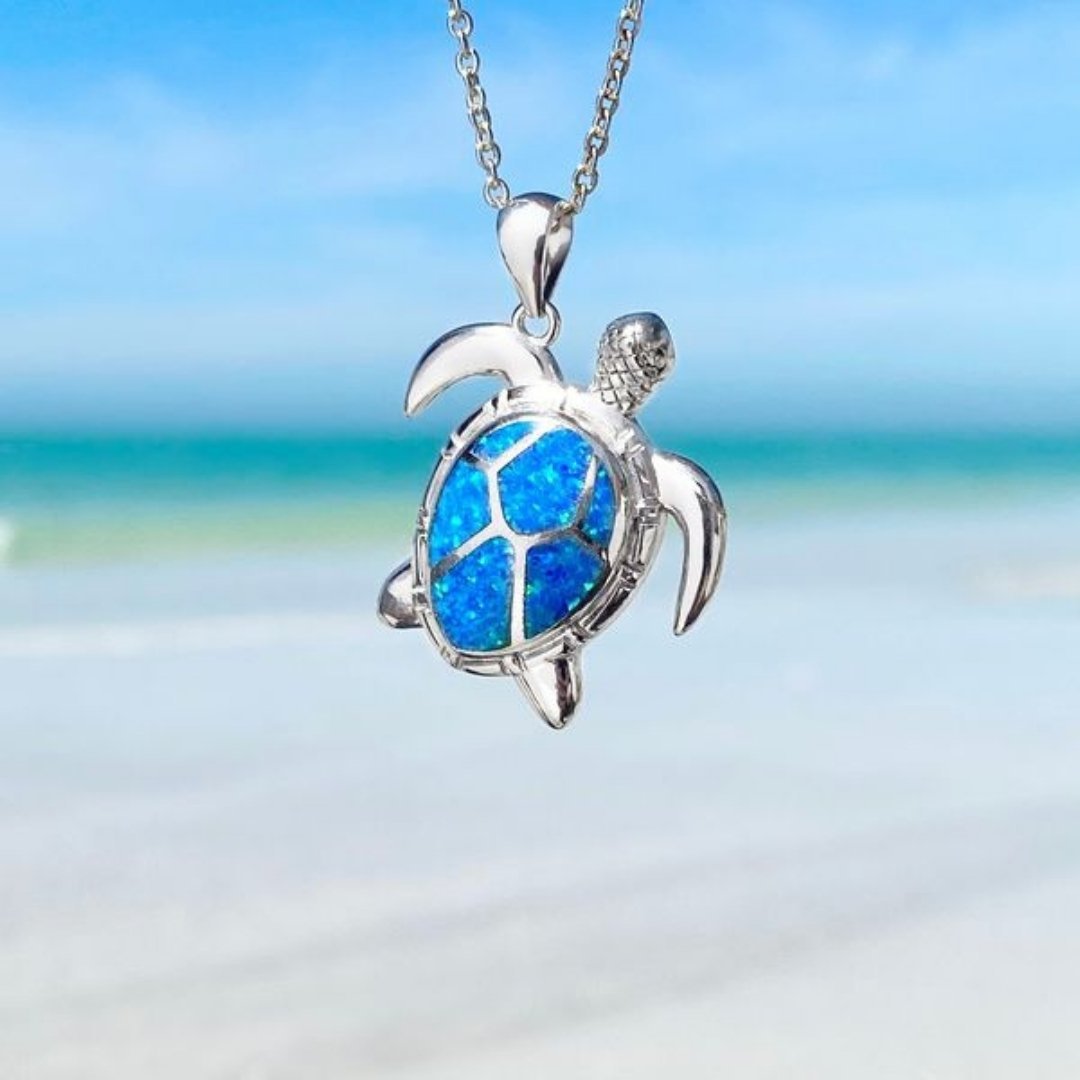 Collar de tortuga marina de ópalo azul - Hipnotelia