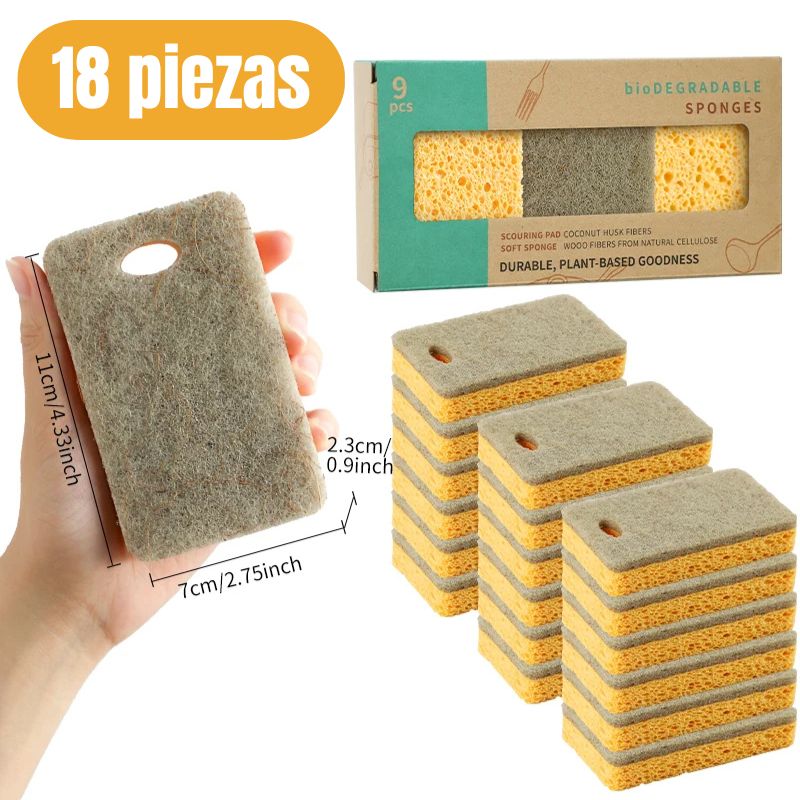 Esponjas para platos premium biodegradables y compostables - Hipnotelia