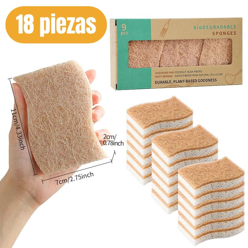 Esponjas para platos premium biodegradables y compostables - Hipnotelia