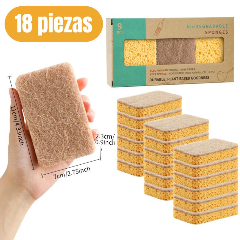 Esponjas para platos premium biodegradables y compostables - Hipnotelia
