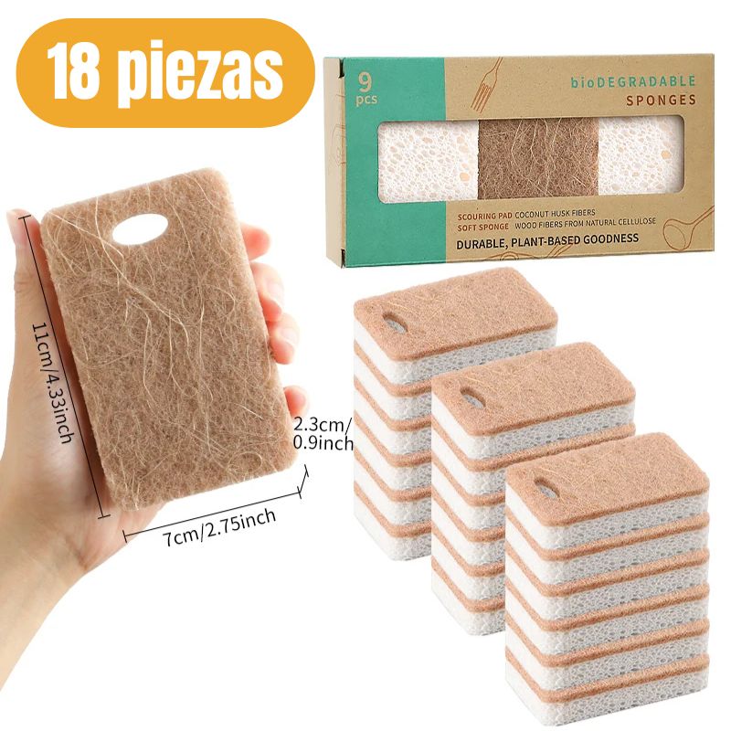 Esponjas para platos premium biodegradables y compostables - Hipnotelia
