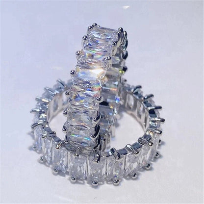Lujoso anillo dorado y plateado de circonitas rectangulares - Hipnotelia