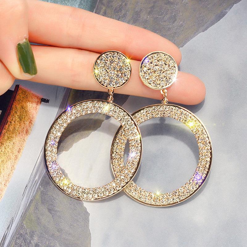 Pendientes circulares de circonita brillante en dorado y plateado - Hipnotelia