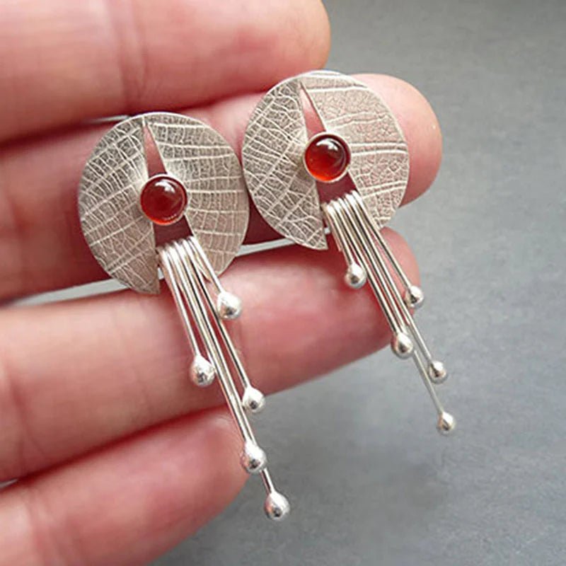 Pendientes colgantes de piedra roja hueca - Hipnotelia
