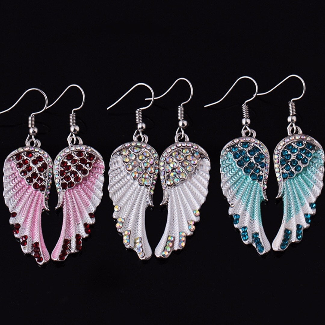 Pendientes de alas de ángel con cristales - Hipnotelia