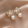 Pendientes de flor con cristal y perlas - Hipnotelia