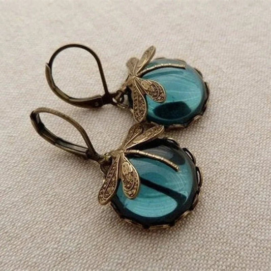 Pendientes de libélula con cristal azul - Hipnotelia